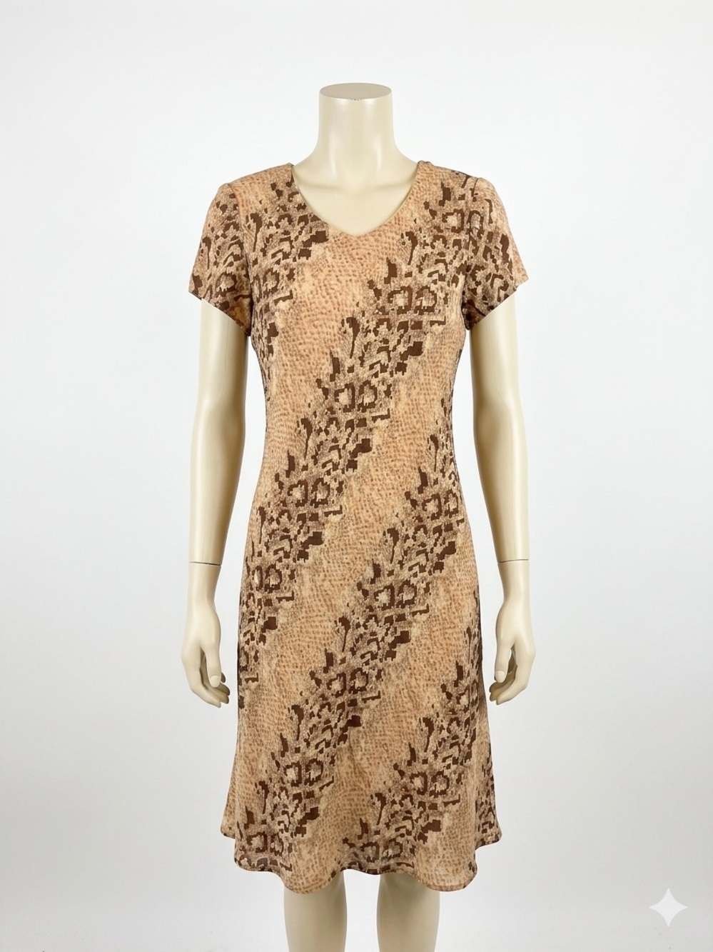 Jessica Howard Tan & Brown V‑Neck Midi Dress